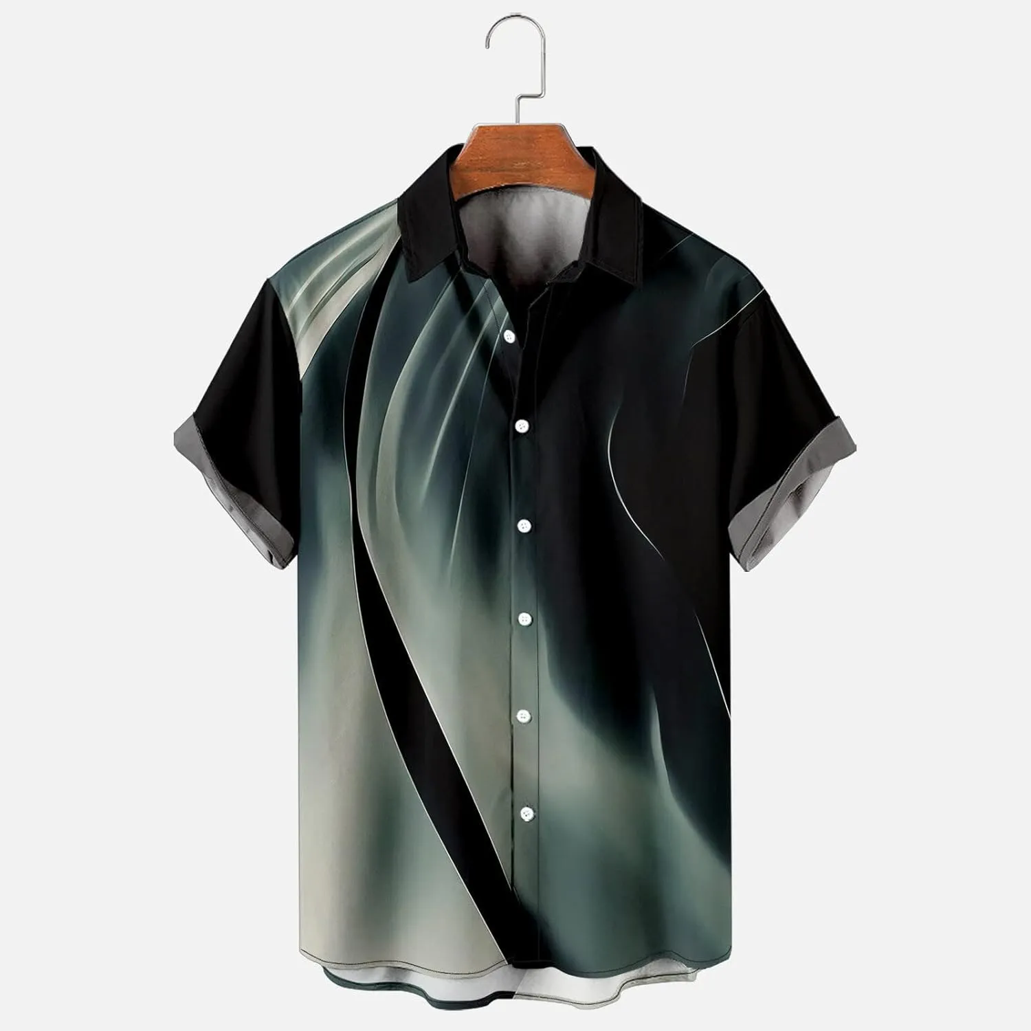Linen Shirts for Men Short Sleeve Button down Cotton Tees Spread Collar Plain Shirts Beach Summer Tops with Pockets