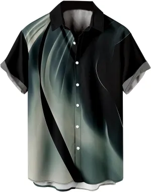 Linen Shirts for Men Short Sleeve Button down Cotton Tees Spread Collar Plain Shirts Beach Summer Tops with Pockets