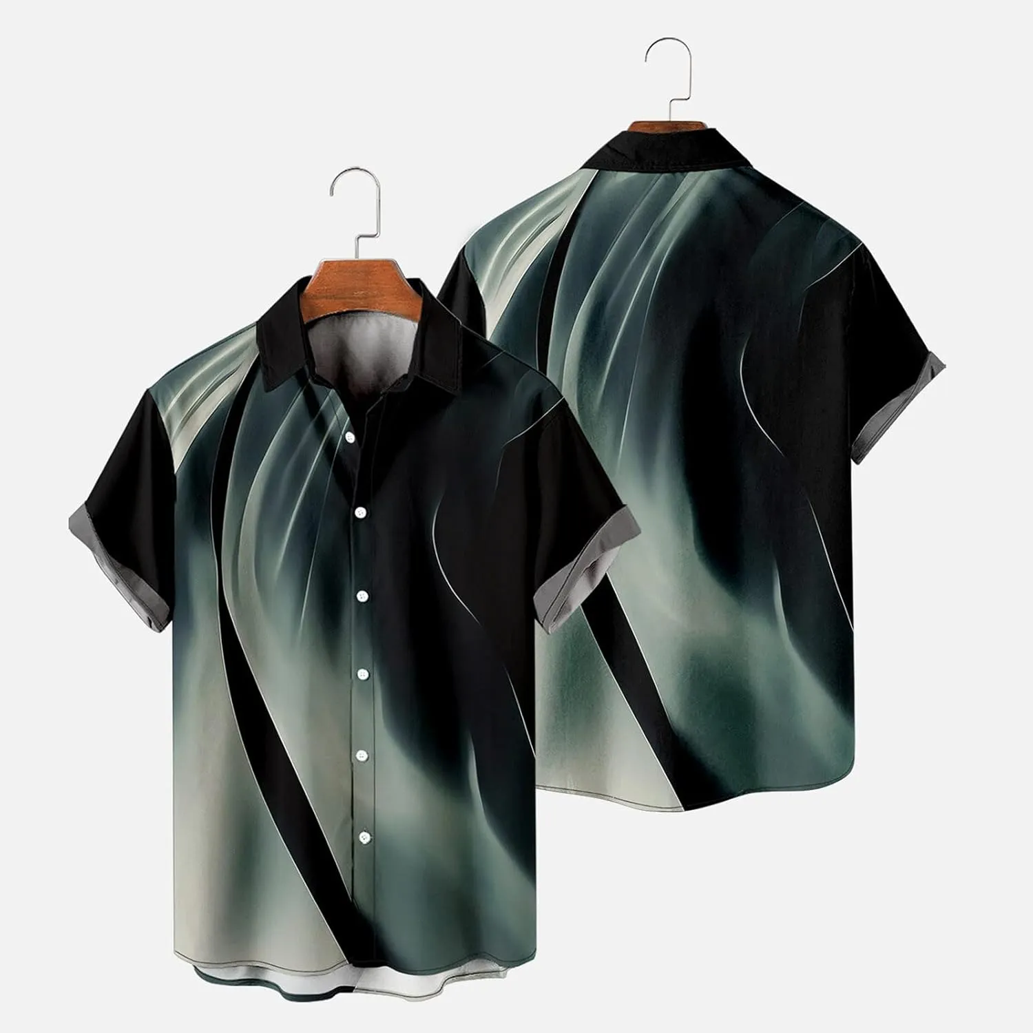 Linen Shirts for Men Short Sleeve Button down Cotton Tees Spread Collar Plain Shirts Beach Summer Tops with Pockets