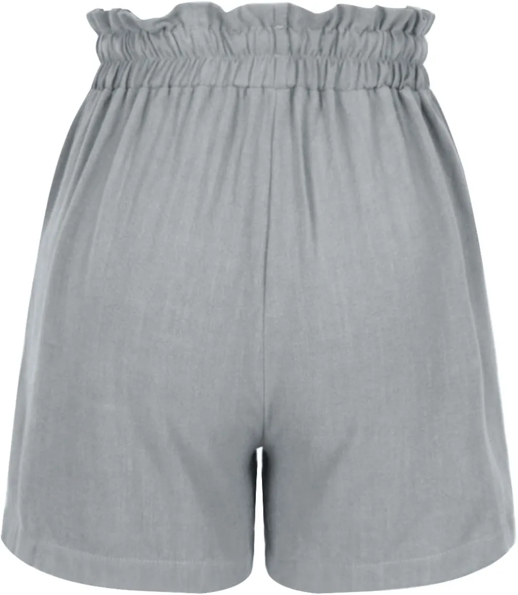 Linen Shorts for Women Summer Casual High Waisted Drawstring Beach Loose Shorts Comfy Fashion Outfits