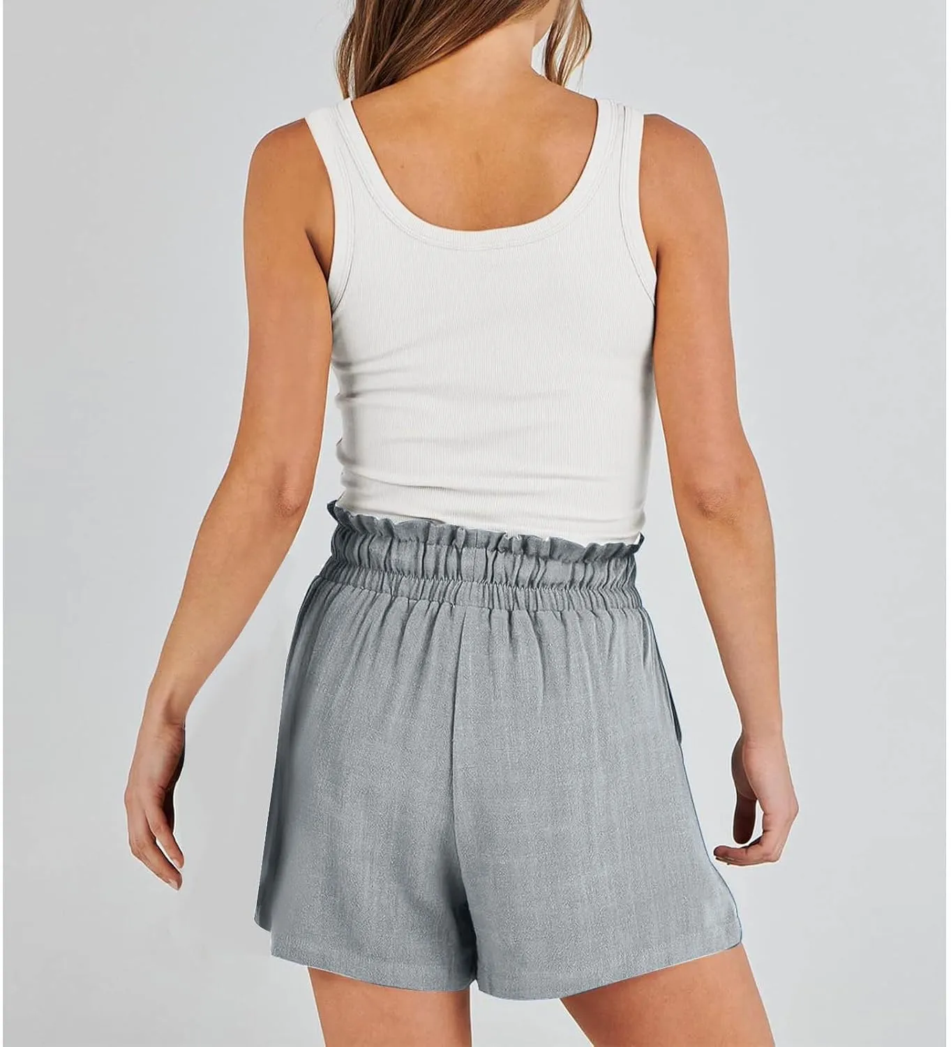 Linen Shorts for Women Summer Casual High Waisted Drawstring Beach Loose Shorts Comfy Fashion Outfits