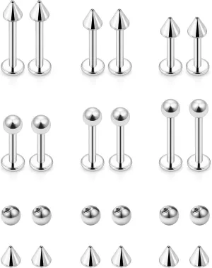 Lip Rings 16g Labret Jewelry Monroe Lip Ring Snake Bite Piercing Jewelry Helix Earring Tragus Cartilage Studs Surgical Steel Piercing Jewelry for Women Men