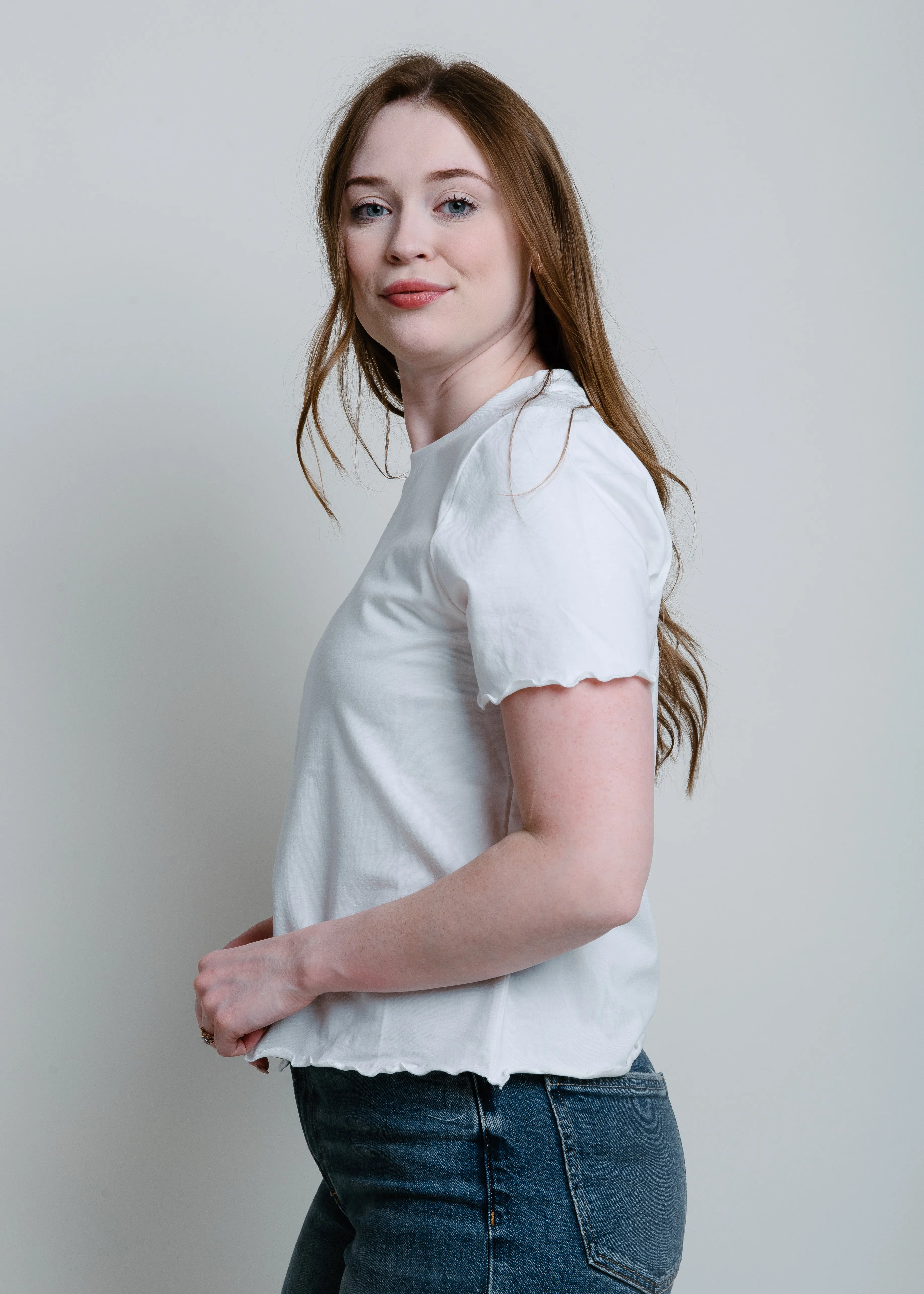 Liza Lettuce Hem Top - Ivory