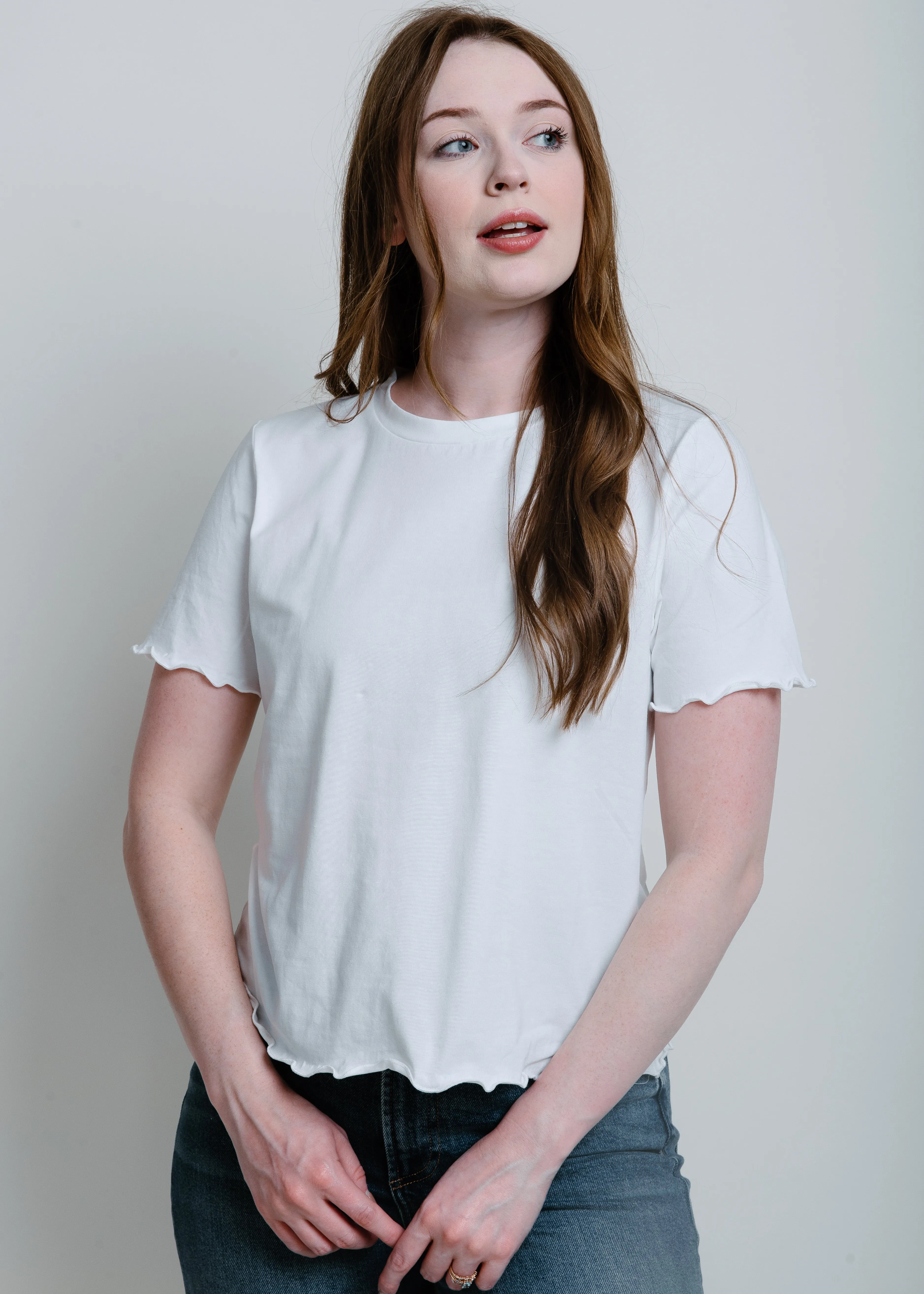 Liza Lettuce Hem Top - Ivory