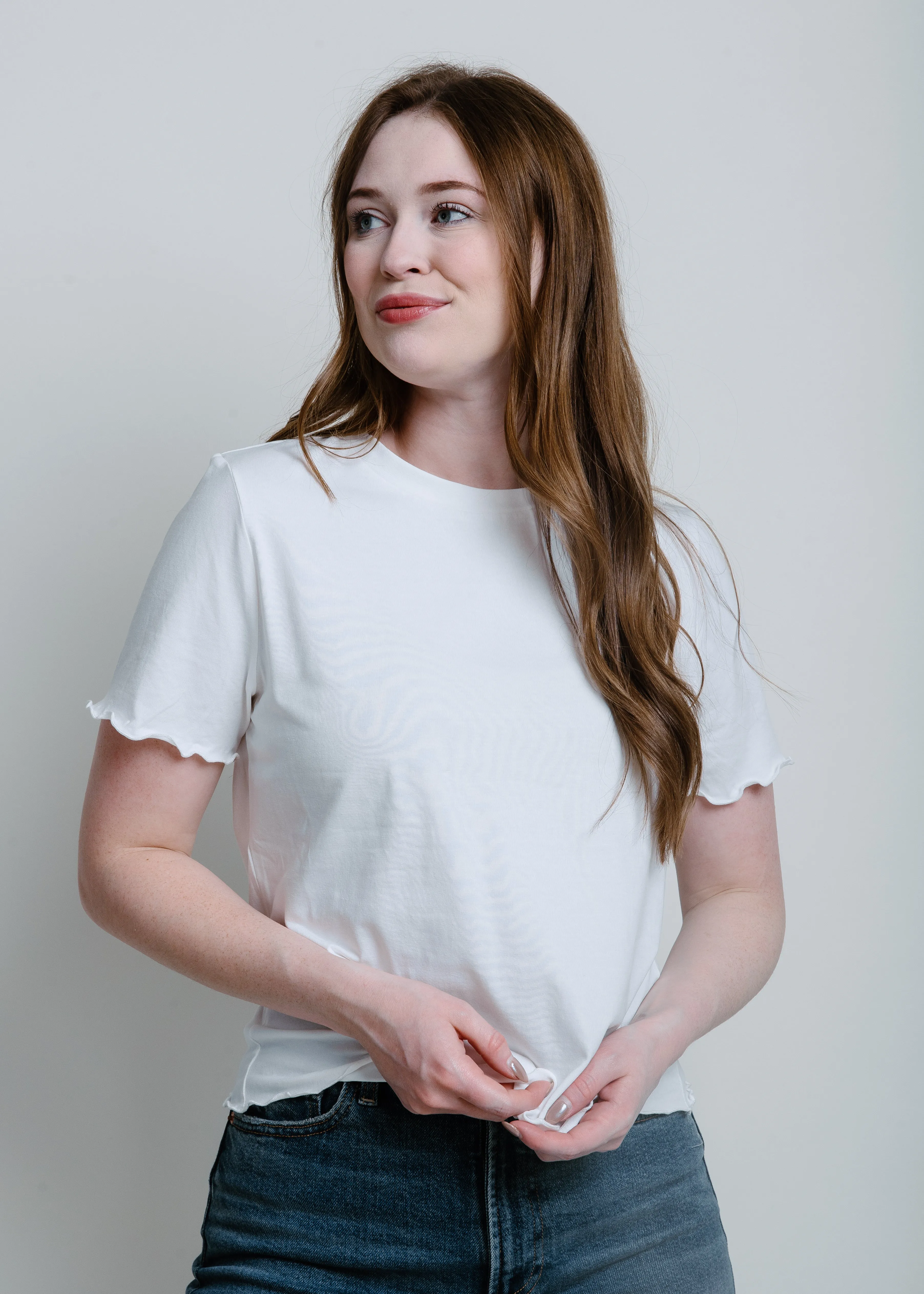 Liza Lettuce Hem Top - Ivory
