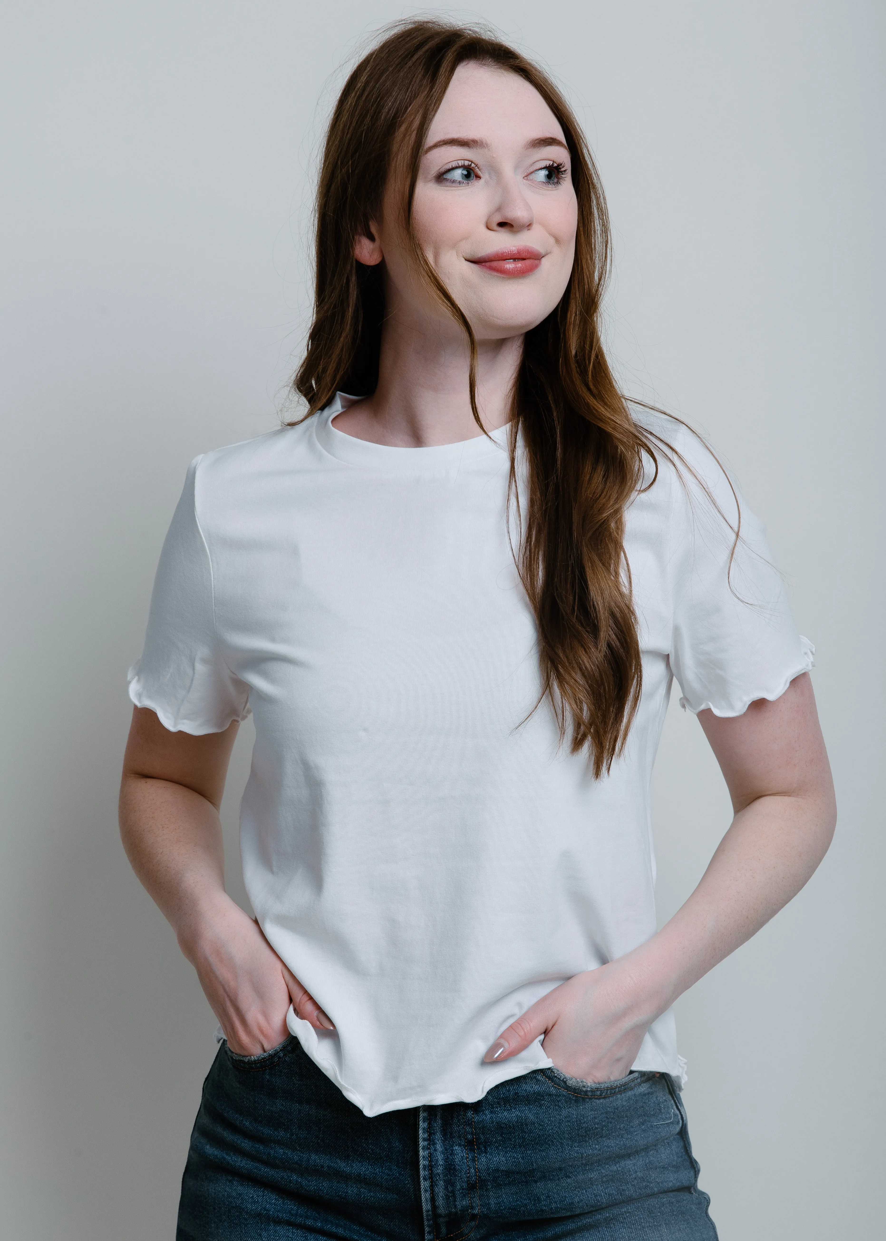 Liza Lettuce Hem Top - Ivory