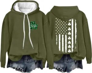 Long Sleeve Tops for Women American Flag Hoodie Sweatshirt Fashion Long Sleeve Sweatshirt Gift Patriotic Sweatshirt