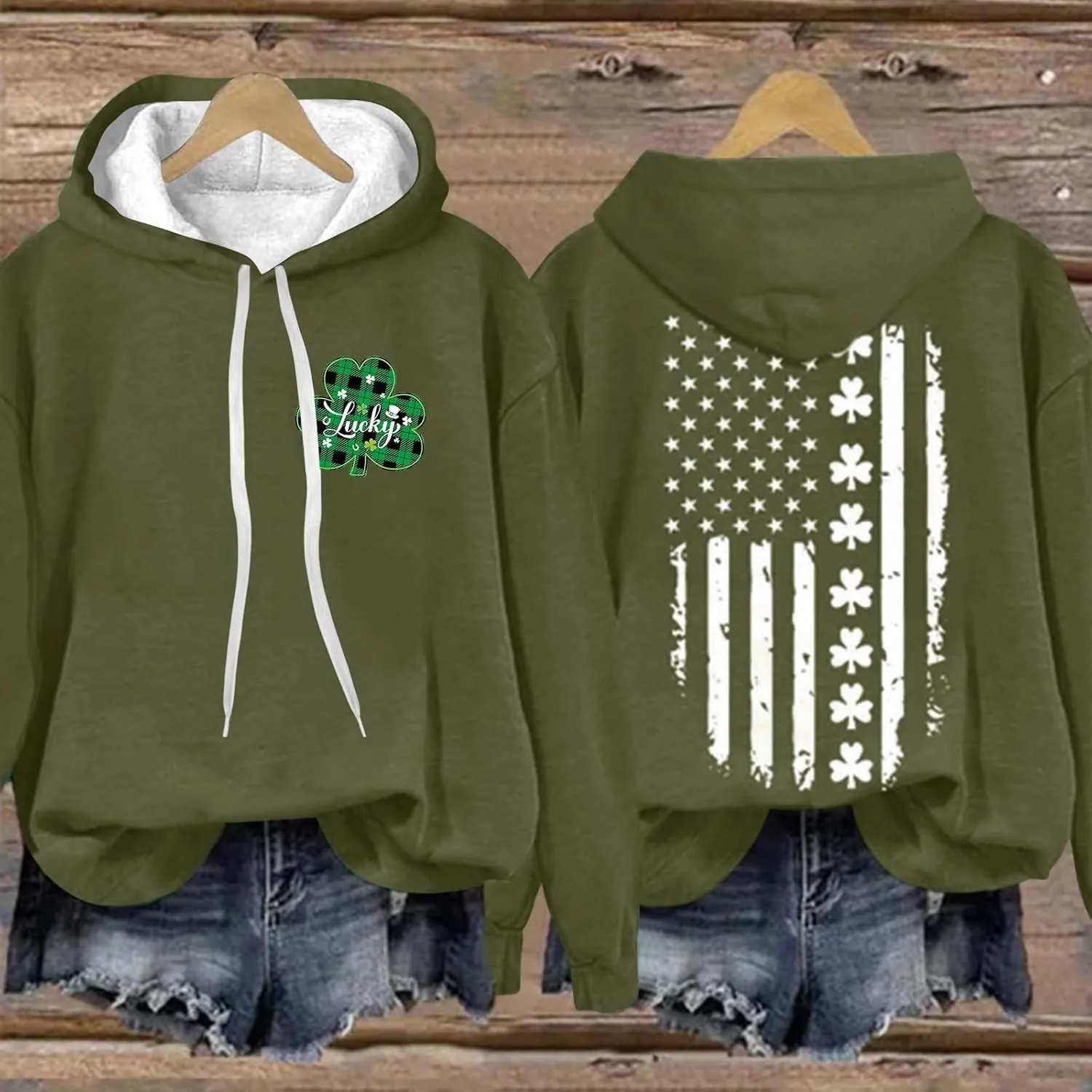Long Sleeve Tops for Women American Flag Hoodie Sweatshirt Fashion Long Sleeve Sweatshirt Gift Patriotic Sweatshirt