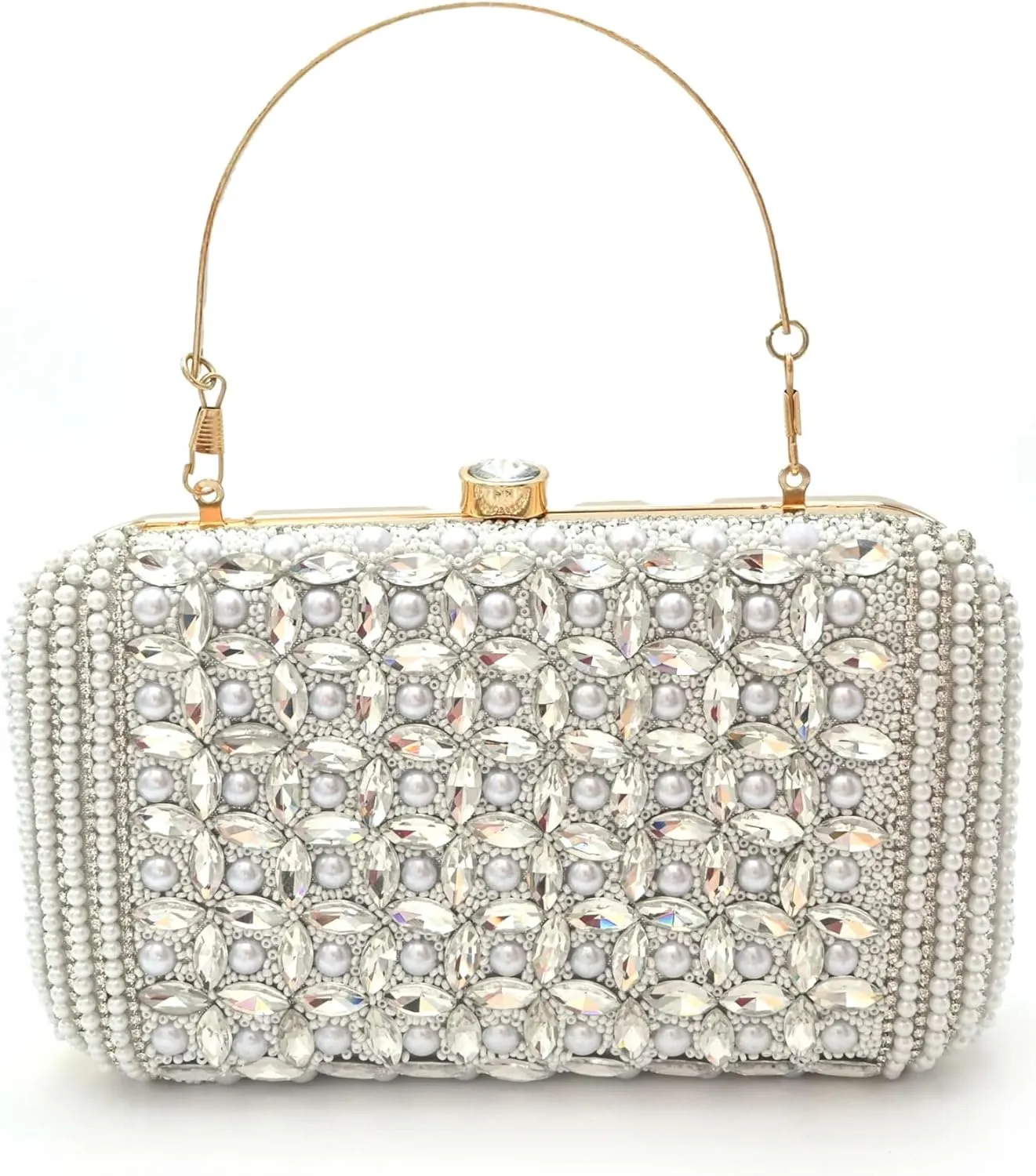 Luxury Silk Beaded Clutch Purse | Handmade Bridal Bag with Pearls & Stones | Evening Handbag for Weddings & Parties