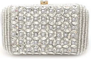 Luxury Silk Beaded Clutch Purse | Handmade Bridal Bag with Pearls & Stones | Evening Handbag for Weddings & Parties