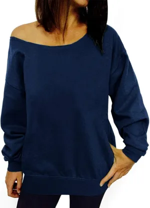 lymanchi Womens Off Shoulder Sweatshirts Long Sleeve Slouchy Sexy Casual Pullover Tops