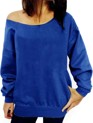 lymanchi Womens Off Shoulder Sweatshirts Long Sleeve Slouchy Sexy Casual Pullover Tops