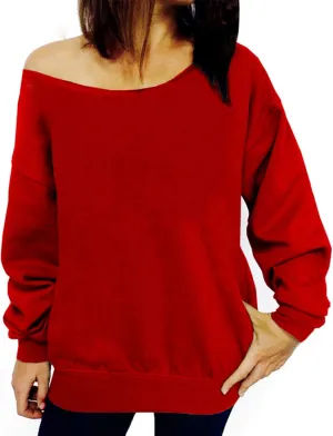 lymanchi Womens Off Shoulder Sweatshirts Long Sleeve Slouchy Sexy Casual Pullover Tops