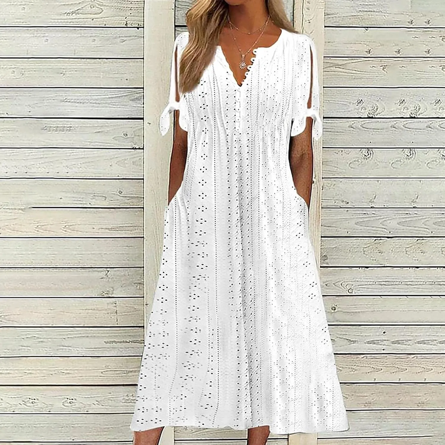 Maxi Dresses for Women 2025,Eyelet Beach Vacation Floral Boho Short Sleeve Plus Size Summer Dresses Flowy Sundresses