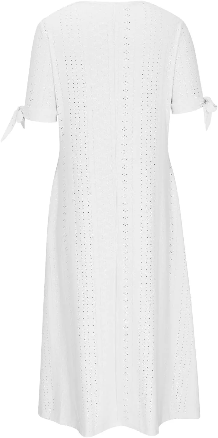 Maxi Dresses for Women 2025,Eyelet Beach Vacation Floral Boho Short Sleeve Plus Size Summer Dresses Flowy Sundresses