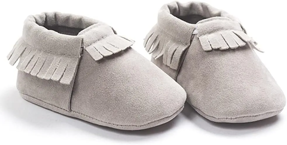 Meckior Infant Baby Girls Boys Premium Soft Sole Tassel Bowknot Moccasins Toddler Prewalker Princess Anti-Slip Crib Baptism Loafers Shoes