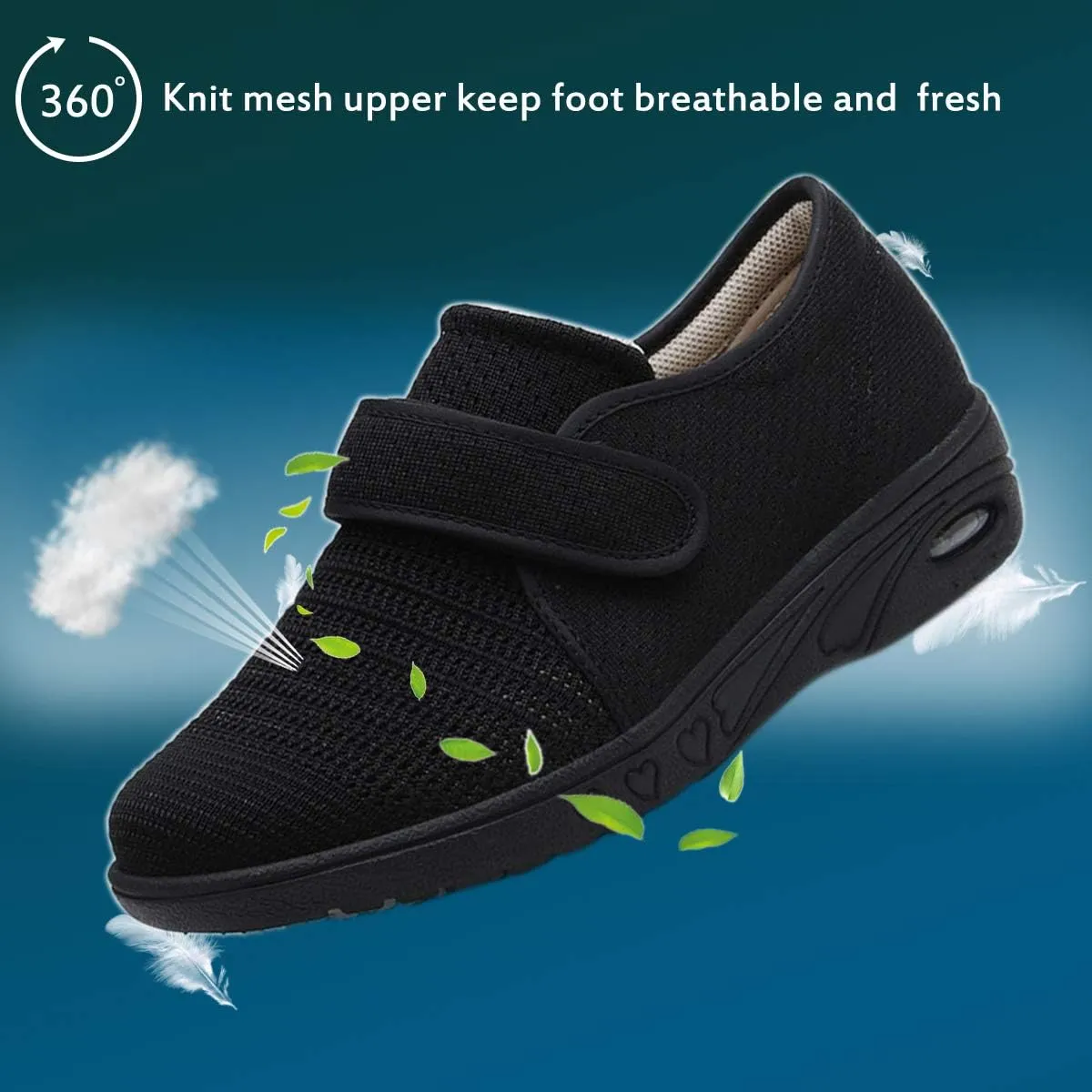 Mei MACLEOD Women's Extra Wide Shoes with Adjustable Strap Wide Width Sneakers Arthritis Edema Walking Shoes for Elderly Diabetic