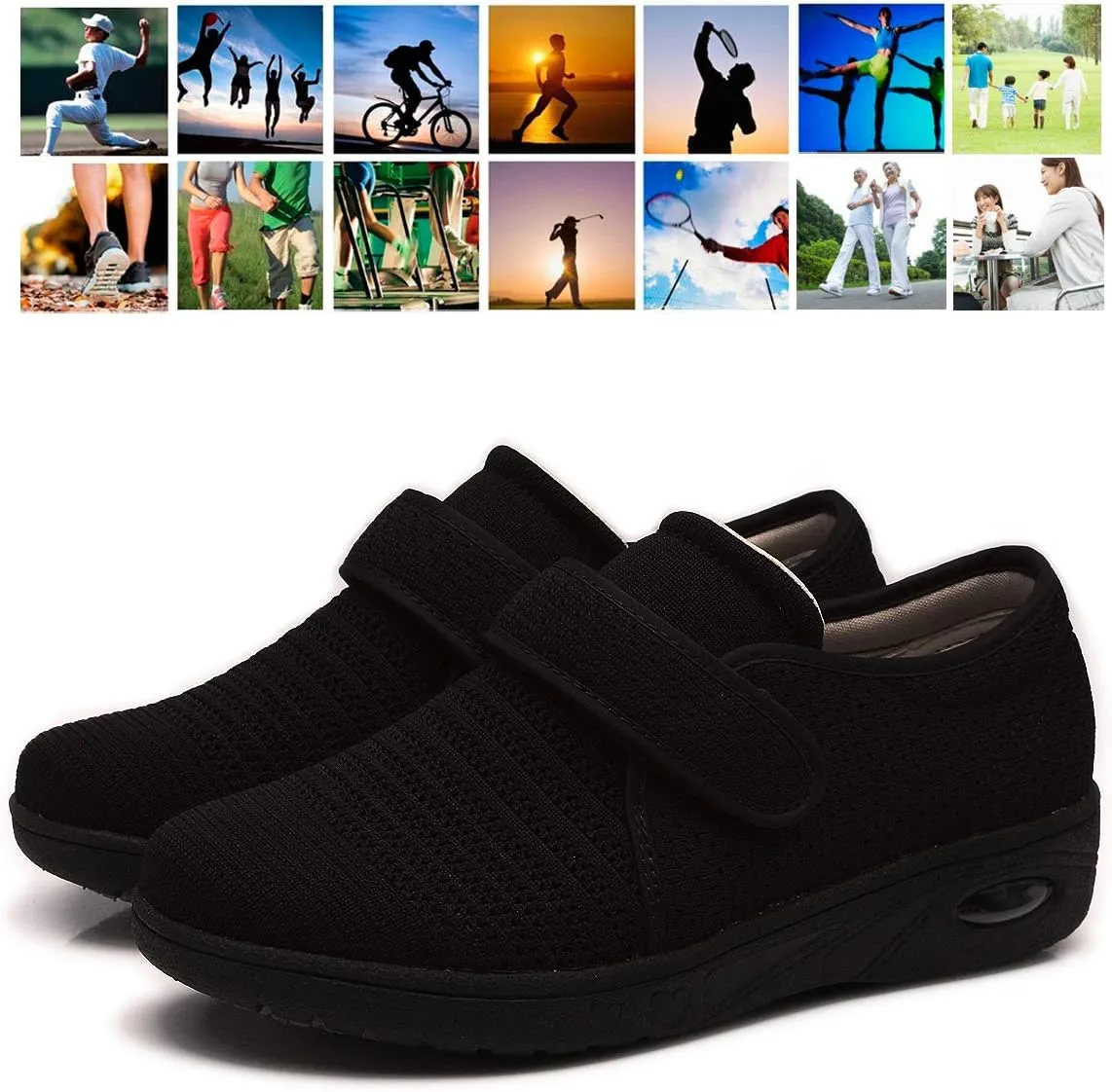 Mei MACLEOD Women's Extra Wide Shoes with Adjustable Strap Wide Width Sneakers Arthritis Edema Walking Shoes for Elderly Diabetic