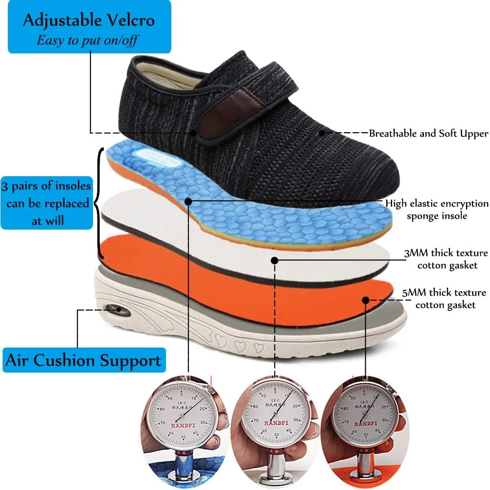 Mei MACLEOD Women's Extra Wide Shoes with Adjustable Strap Wide Width Sneakers Arthritis Edema Walking Shoes for Elderly Diabetic
