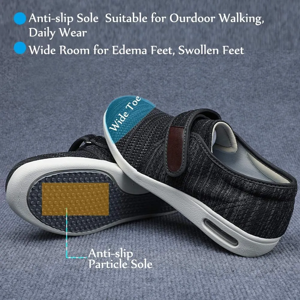Mei MACLEOD Women's Extra Wide Shoes with Adjustable Strap Wide Width Sneakers Arthritis Edema Walking Shoes for Elderly Diabetic