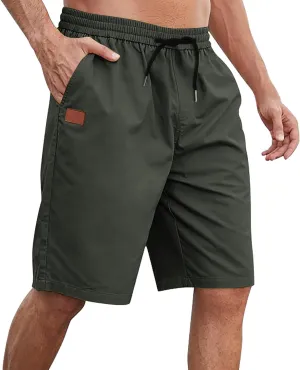 Men Athletic Shorts Summer Casual Cargo Shorts Elastic High Waisted Shorts Workout Golf Drawstring Shorts with Pocket