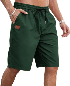 Men Athletic Shorts Summer Casual Cargo Shorts Elastic High Waisted Shorts Workout Golf Drawstring Shorts with Pocket