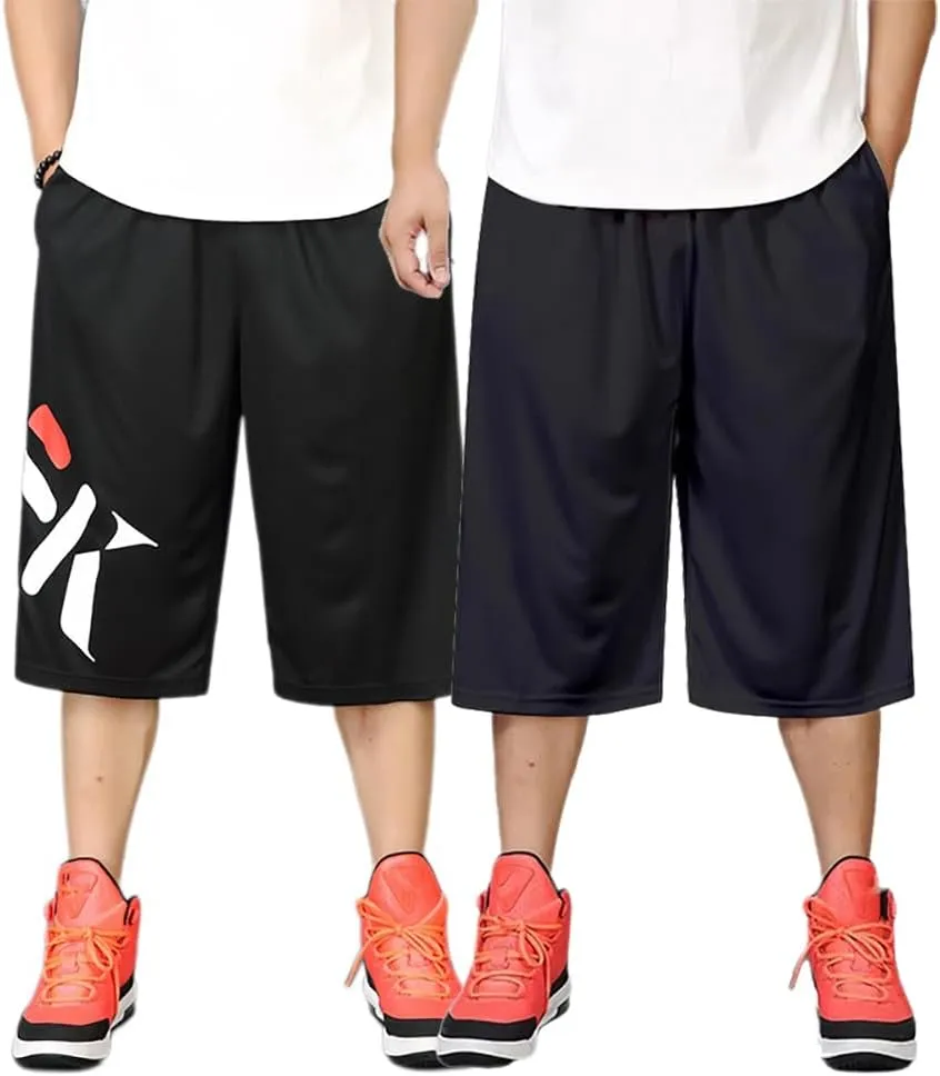 Men Basketball Shorts 2 Pack Lightweight Athletic Running Shorts Workout Gym Shorts