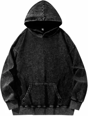 Men Casual Hoodies Plush Cotton Pullover Long Sleeve Oversized Sweatshirt Vintage Heavyweight Hoodie Men Streetwear