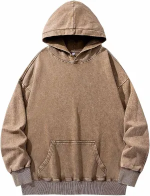 Men Casual Hoodies Plush Cotton Pullover Long Sleeve Oversized Sweatshirt Vintage Heavyweight Hoodie Men Streetwear