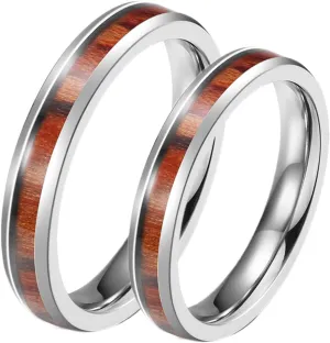 Men Ring, Inlay Wood Unique Rings for Women, Stainless Steel Ring Jewelry Party Jewelry