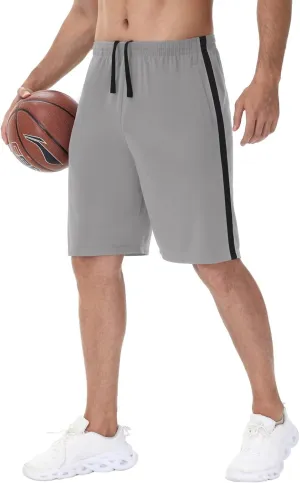 Men's Basketball Shorts with Pockets Athletic Running Shorts Workout Training Gym Shorts