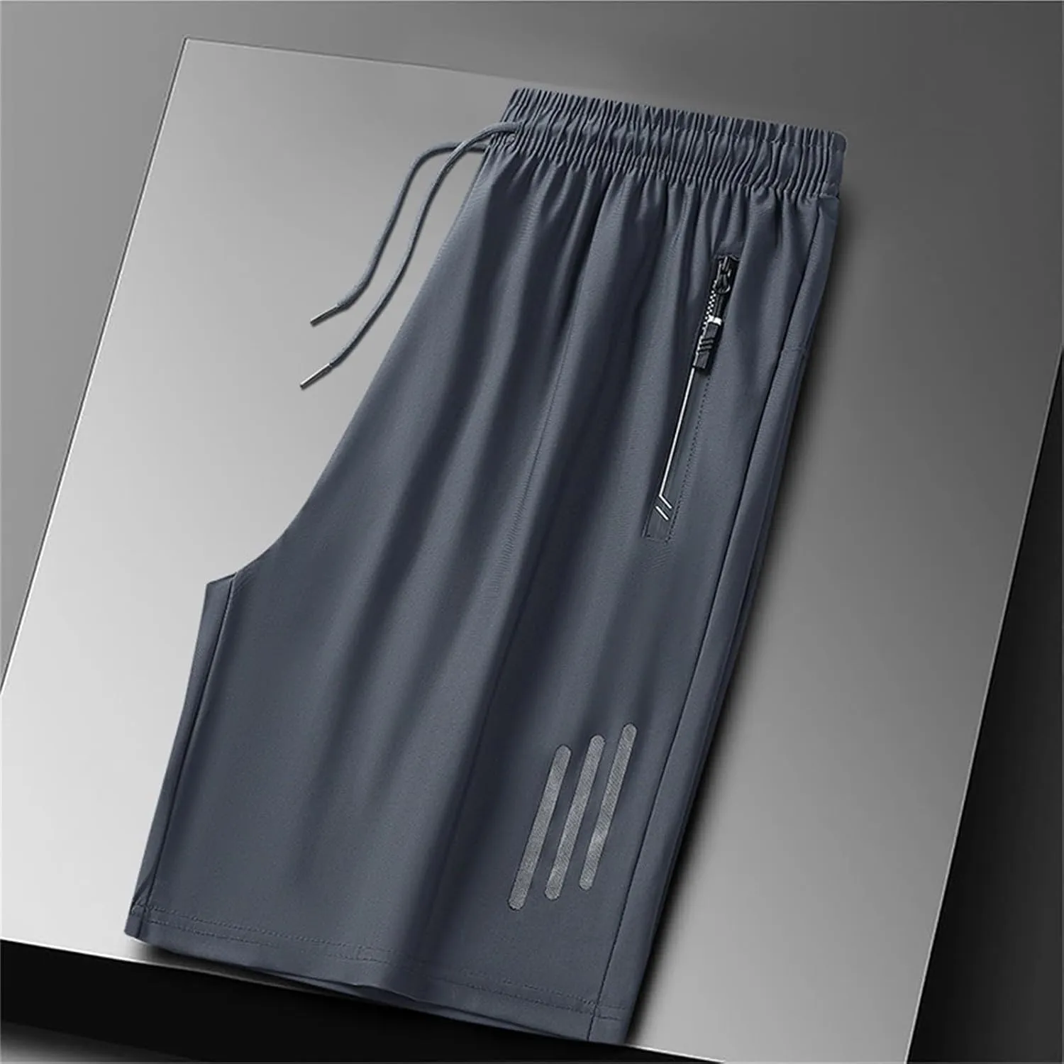 Mens Beach Shorts Summer Stretch Drawstring Casual Shorts Loose Gym Shorts with Zip Pockets Athletic Shorts Trendy