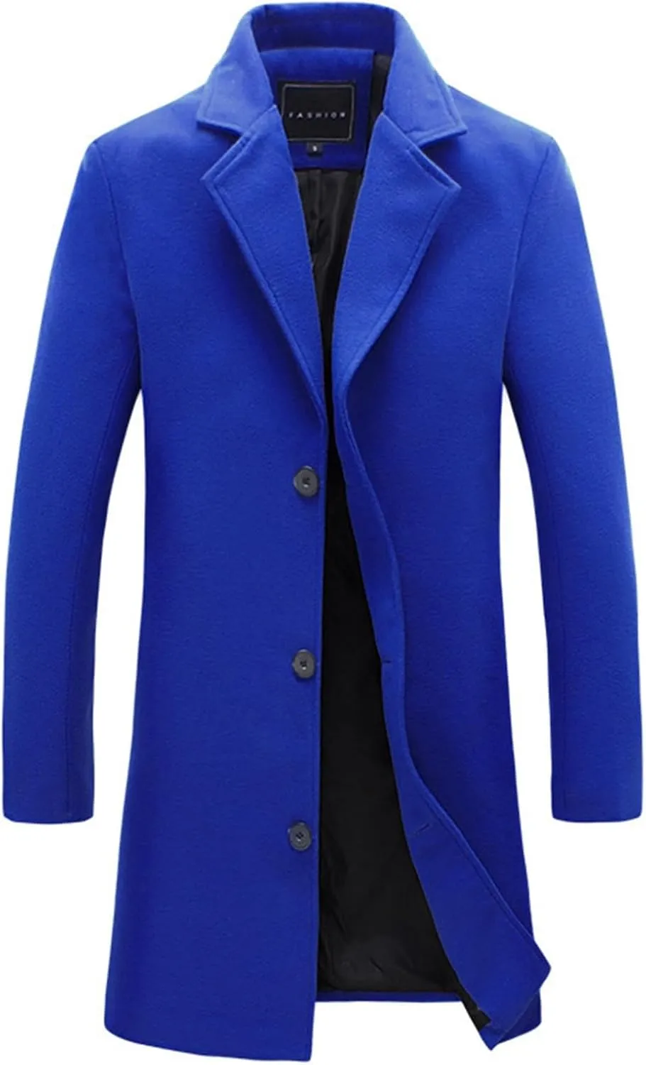 Mens Big and Tall Notched Collar Trench Coats Regular Fit Single Breasted Pea Coats Winter Warm Business Long Jacket