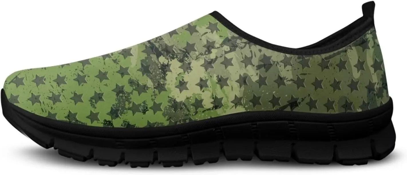 Men's Camouflage Sneakers Casual Low Top Slip On Comfort Breathable Outdoor Walking Shoes for Man Black US 5-14