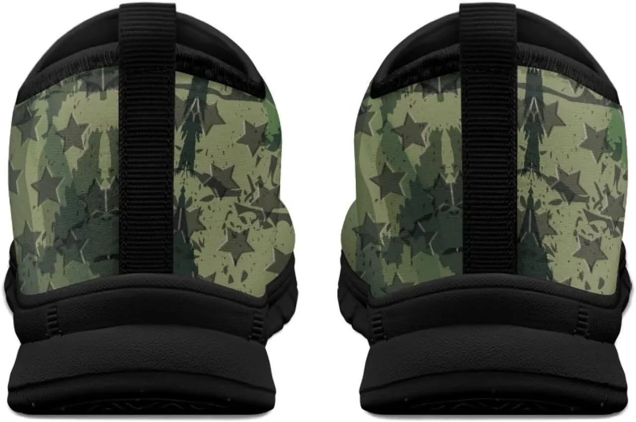 Men's Camouflage Sneakers Casual Low Top Slip On Comfort Breathable Outdoor Walking Shoes for Man Black US 5-14
