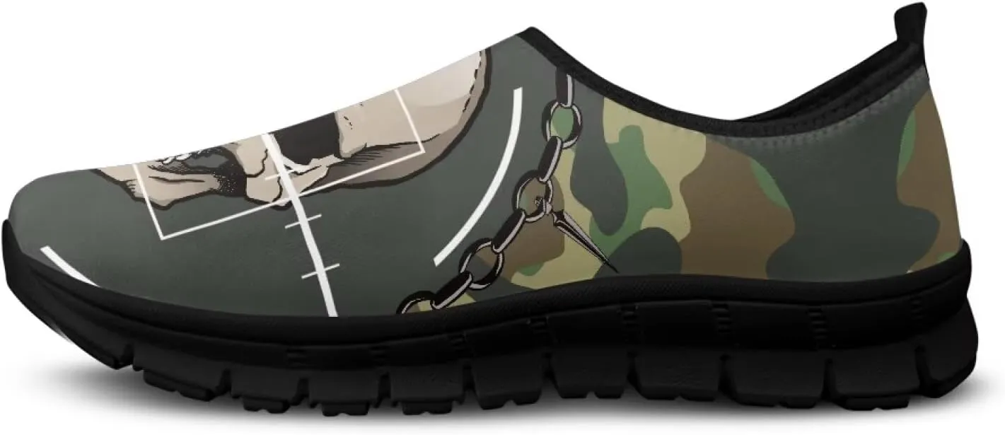 Men's Camouflage Sneakers Casual Low Top Slip On Comfort Breathable Outdoor Walking Shoes for Man Black US 5-14