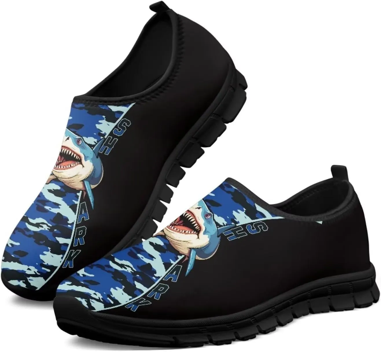 Men's Camouflage Sneakers Casual Low Top Slip On Comfort Breathable Outdoor Walking Shoes for Man Black US 5-14