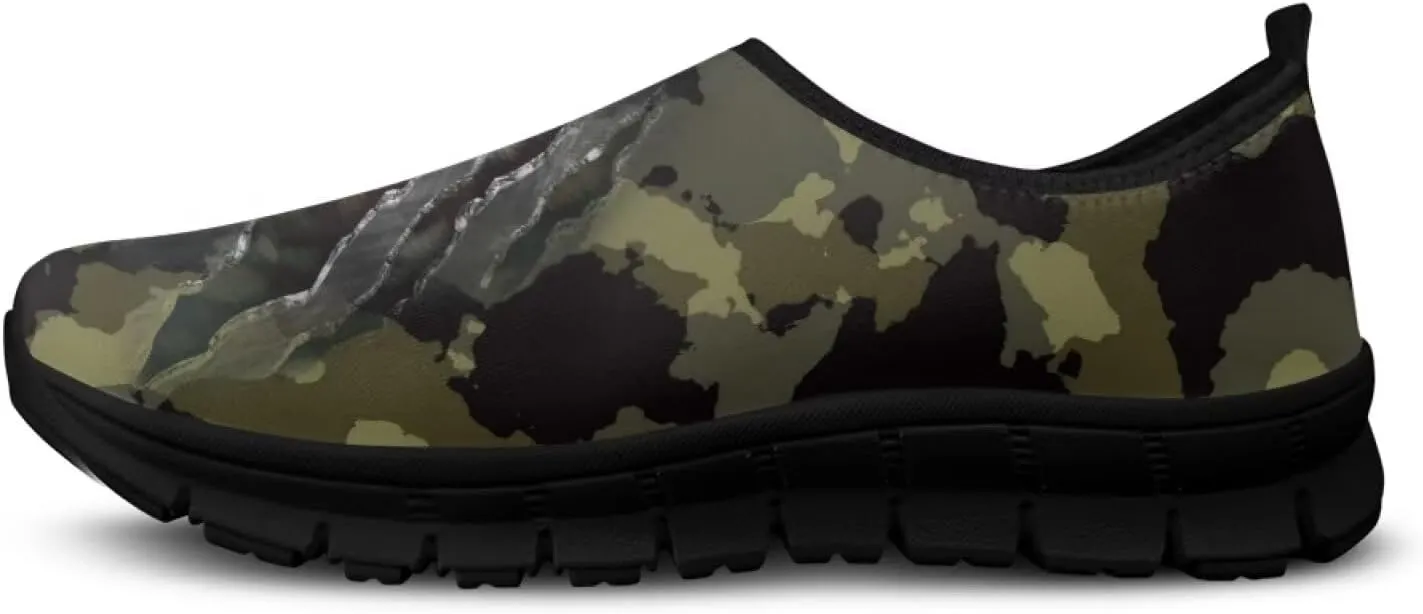 Men's Camouflage Sneakers Casual Low Top Slip On Comfort Breathable Outdoor Walking Shoes for Man Black US 5-14