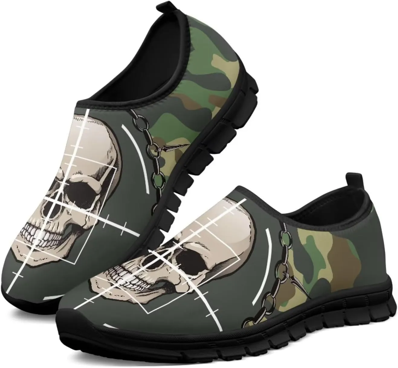 Men's Camouflage Sneakers Casual Low Top Slip On Comfort Breathable Outdoor Walking Shoes for Man Black US 5-14