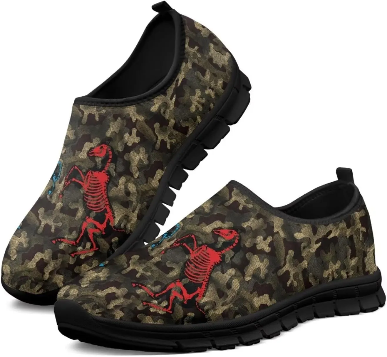 Men's Camouflage Sneakers Casual Low Top Slip On Comfort Breathable Outdoor Walking Shoes for Man Black US 5-14