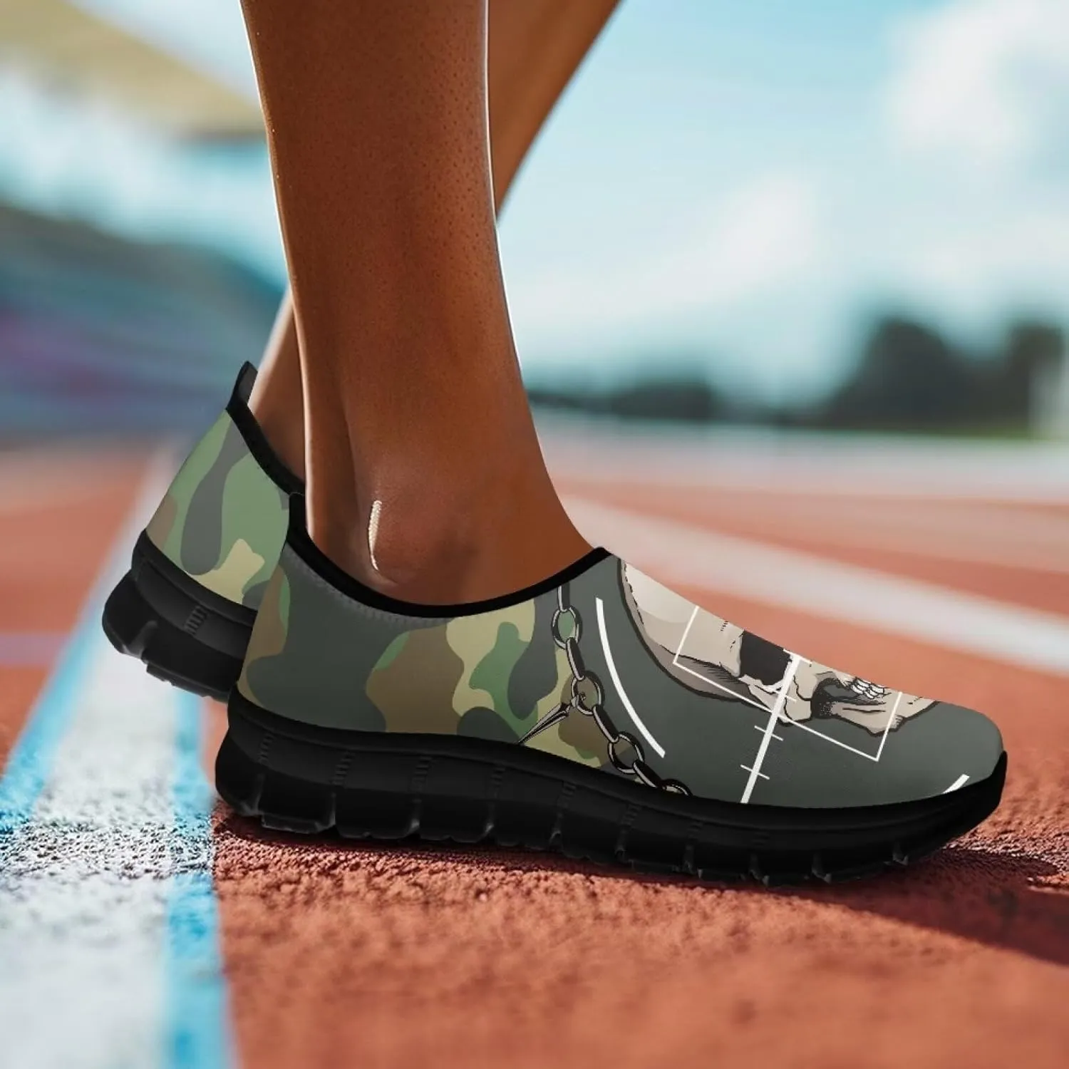Men's Camouflage Sneakers Casual Low Top Slip On Comfort Breathable Outdoor Walking Shoes for Man Black US 5-14