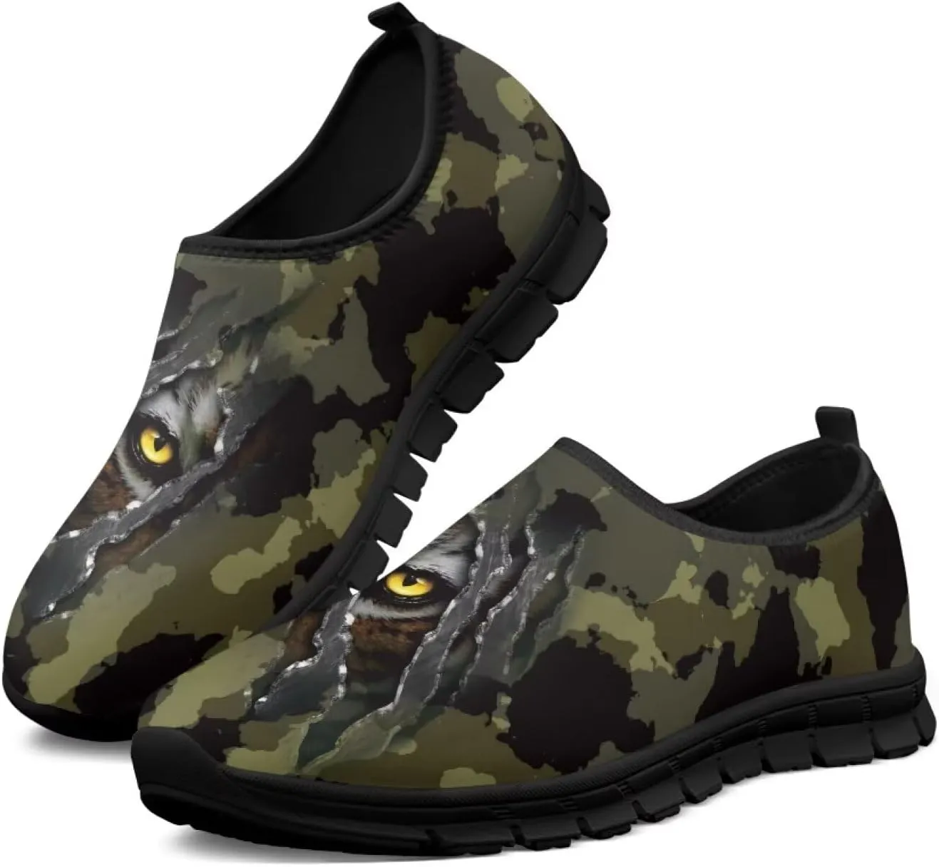 Men's Camouflage Sneakers Casual Low Top Slip On Comfort Breathable Outdoor Walking Shoes for Man Black US 5-14