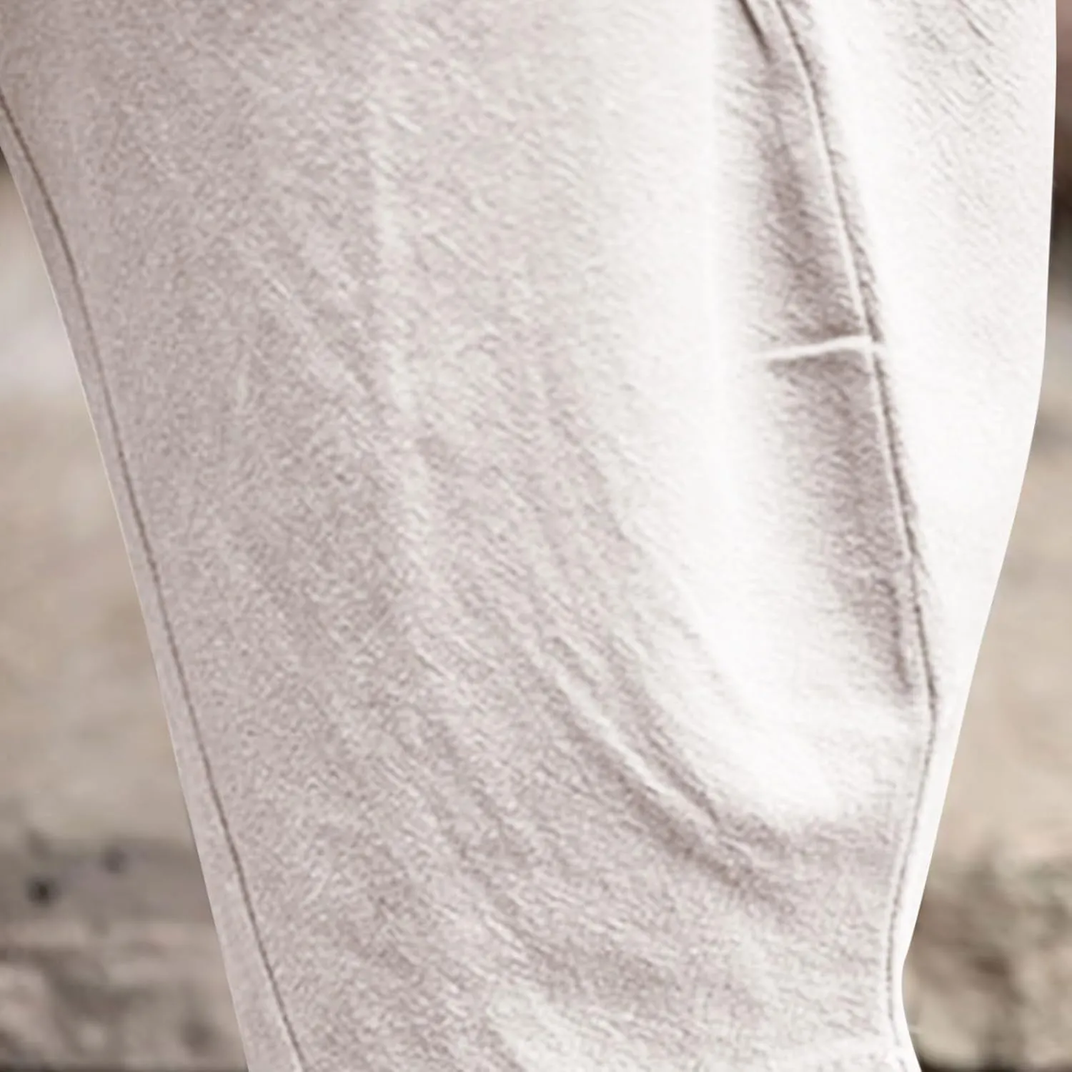 Mens Casual Linen Pants Below Knee Relaxed Fit Wide Leg Baggy Trousers Elastic Waistband Capri Comfy Gym Pants