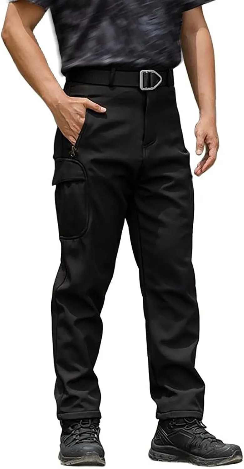 Men's Casual Pants Outdoor Loose Fit Comfortable Softshell Work Pants for Hiking Travel and Daily Wear