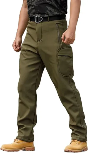 Men's Casual Pants Outdoor Loose Fit Comfortable Softshell Work Pants for Hiking Travel and Daily Wear