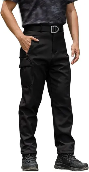 Men's Casual Pants Outdoor Loose Fit Comfortable Softshell Work Pants for Hiking Travel and Daily Wear