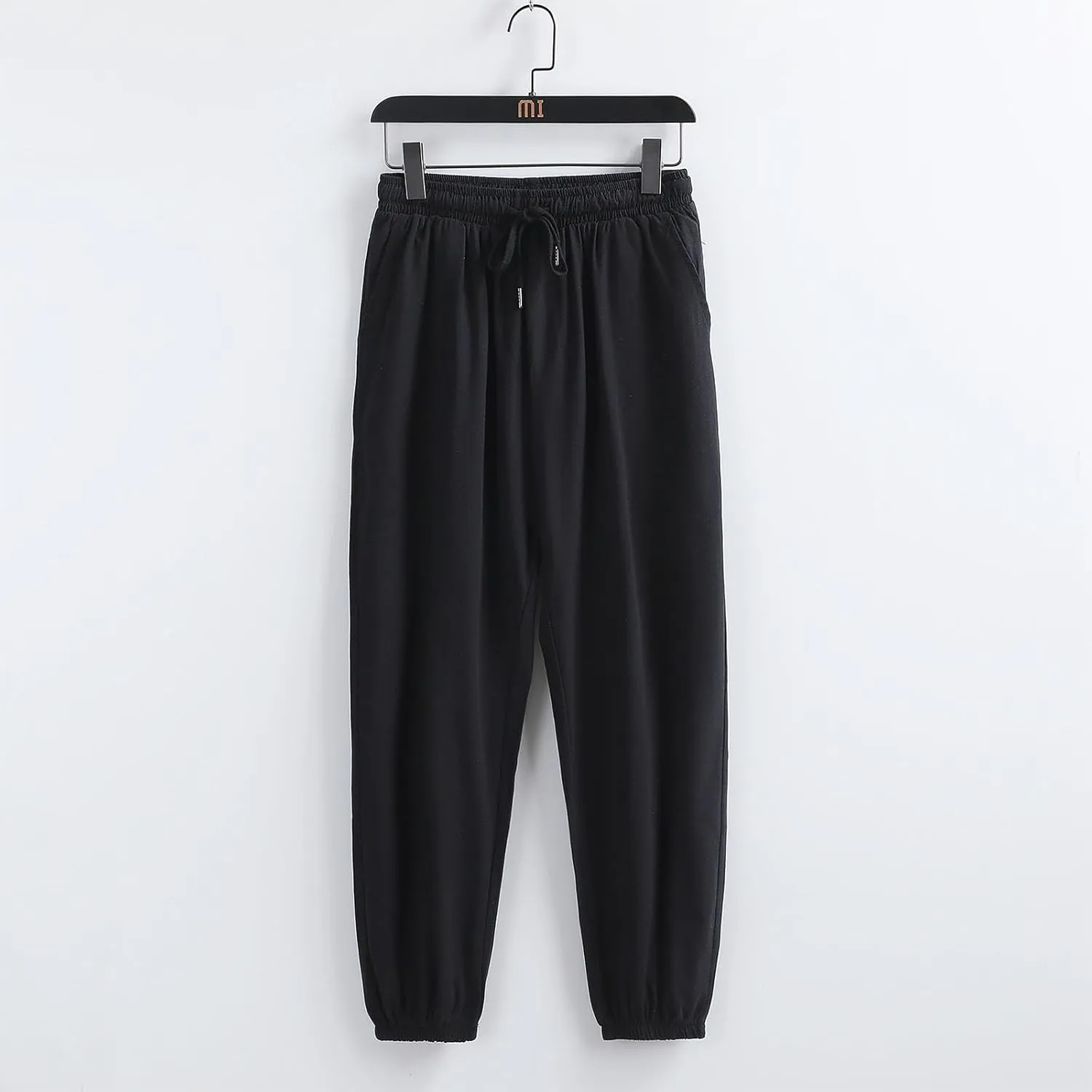 Mens Cotton Linen Pants Plus Size Loose Fit Comfy Exercise Jogger Pant Casual Solid Elastic Waist Drawstring Trouser