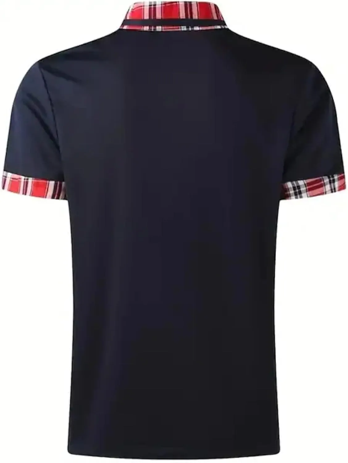 Men's Golf Polo Shirts Fashion Checked Collared Dressy Smart T-Shirts Quick Dry Performance Pique Jersey Shirt Top