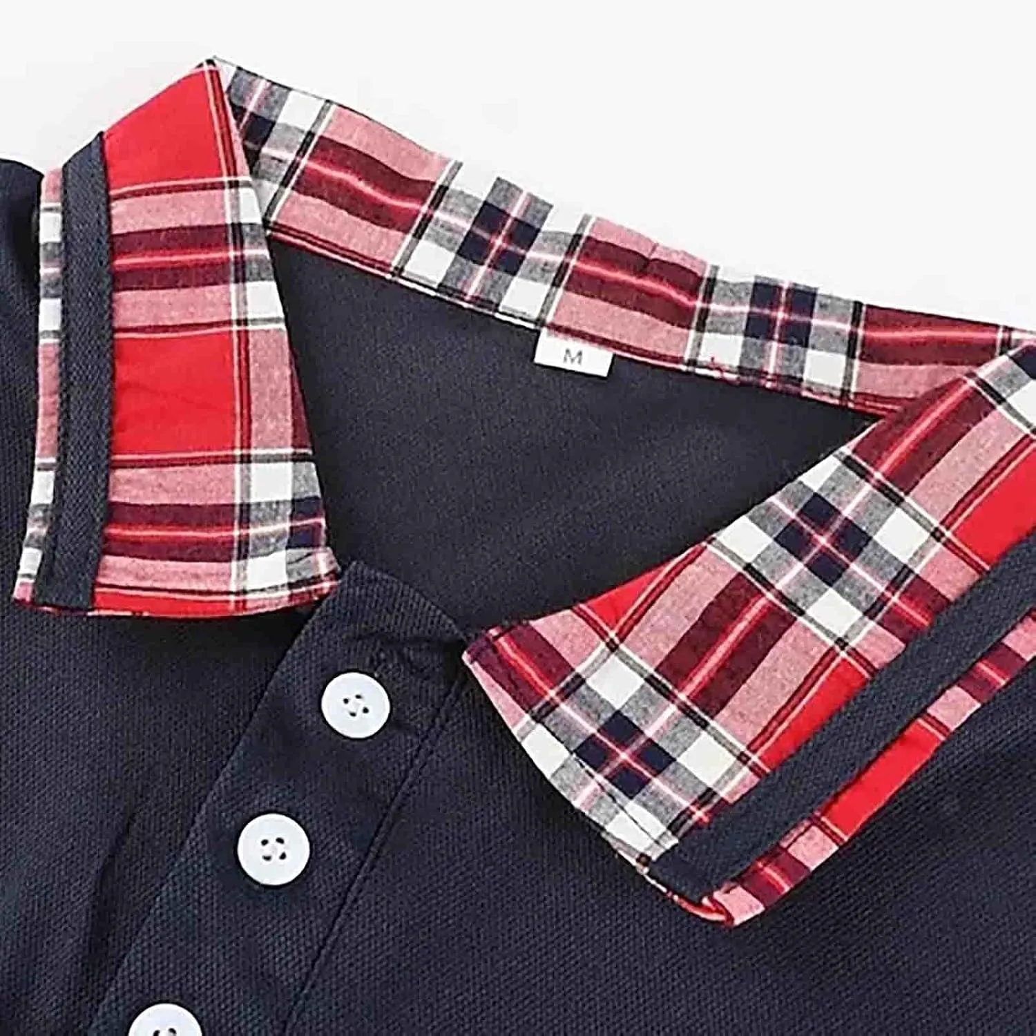 Men's Golf Polo Shirts Fashion Checked Collared Dressy Smart T-Shirts Quick Dry Performance Pique Jersey Shirt Top
