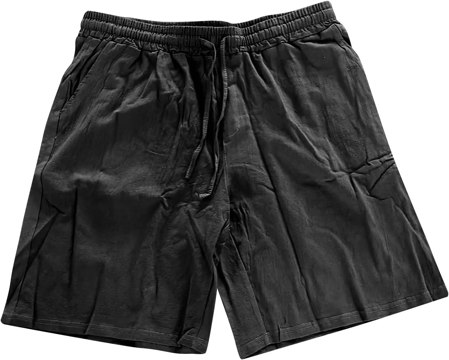 Men's Linen Shorts Casual Elastic Waist Drawstring 2025 Summer Beach Shorts